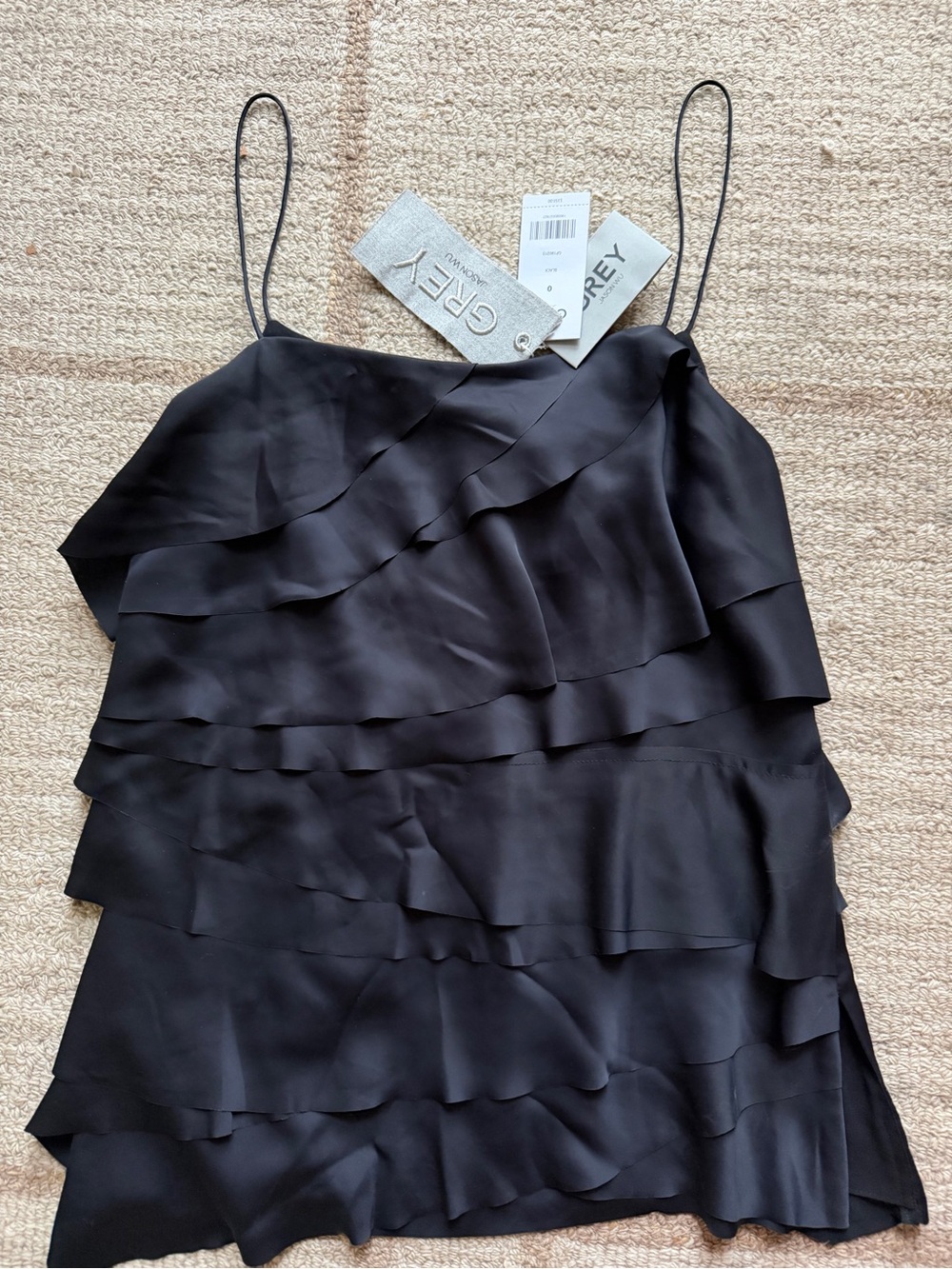 Jason Wu Black Satin Ruffle Camisole